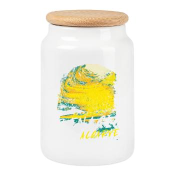 Illustration of the Benagil Cave in the Algarve - Cookie Jar with Wooden Lid - white - Front