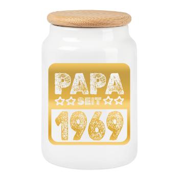Papa 1969 - Boîte à biscuits avec couvercle en bois - blanc - Devant