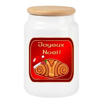 Frohe Weihnachten Croissants - Keksdose mit Holzdeckel - Weiß - Vorne