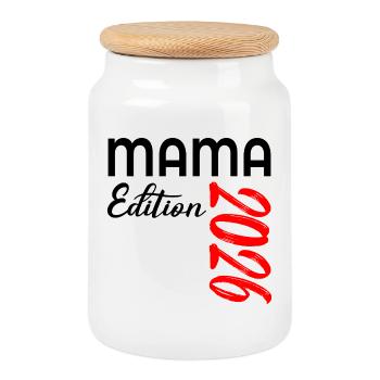 MAMA 2026 - ANNOUNCING PREGNANCY BABY - Cookie Jar with Wooden Lid - white - Front
