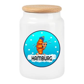 WINTER SCHNEE HAMBURG FRANZBRÖTCHEN - Keksdose mit Holzdeckel - Weiß - Vorne
