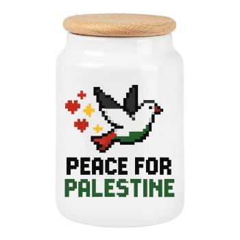 colombe de la paix aux couleurs de la Palestine - Boîte à biscuits avec couvercle en bois - blanc - Devant