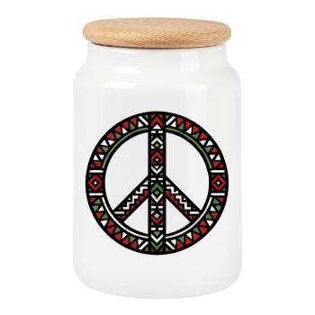 Paix en Palestine Géométrique Tribal Vert Rouge - Boîte à biscuits avec couvercle en bois - blanc - Devant