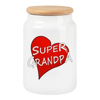 SUPER GRANDPA - Keksdose mit Holzdeckel - Weiß - Vorne