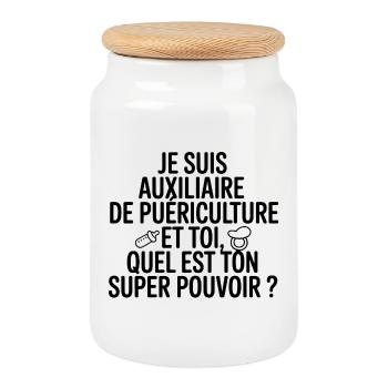 Childcare Assistant My Super Power - Cookie Jar with Wooden Lid - white - Front