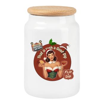 THAT IS SUCH A GOOD DIP - RETRO CHRISTMAS ELF - Cookie Jar with Wooden Lid - white - Front