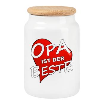 OPA IST DER BESTE - Keksdose mit Holzdeckel - Weiß - Vorne