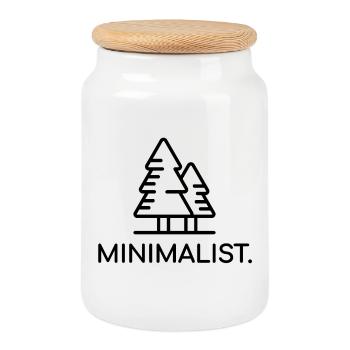 MINIMALIST. SCHWARZER FIR - Keksdose mit Holzdeckel - Weiß - Vorne
