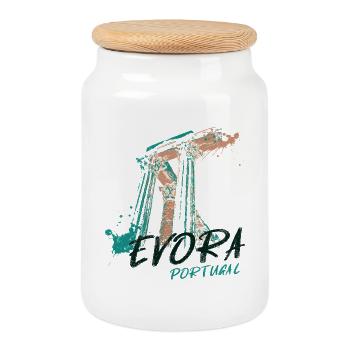 Illustration du Temple romain de Évora  - Boîte à biscuits avec couvercle en bois - blanc - Devant