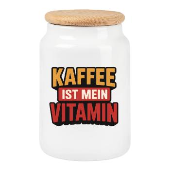 Kaffee ist mein Vitamin | Lustiges Kaffee Spruch - Keksdose mit Holzdeckel - Weiß - Vorne