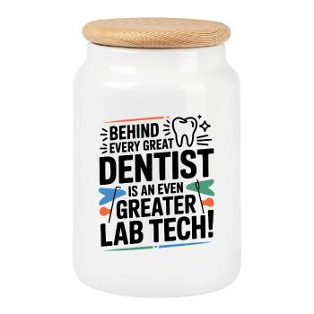 Derrière chaque grand technicien de laboratoire dentaire - Boîte à biscuits avec couvercle en bois - blanc - Devant
