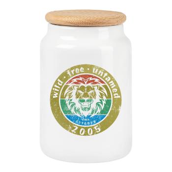 Wild, free & untamed since 10/2005 - Cookie Jar with Wooden Lid - white - Front