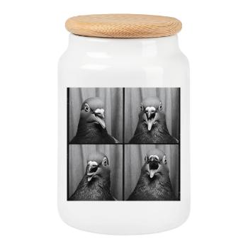 Boîte photo de colombe drôle - Boîte à biscuits avec couvercle en bois - blanc - Devant