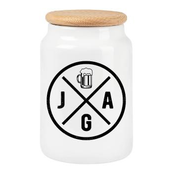 Bachelor Party - Beer - Cookie Jar with Wooden Lid - white - Front