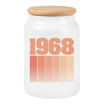 1968 - Boîte à biscuits avec couvercle en bois - blanc - Devant