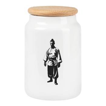 Shaolin Monk - Cool Silhouette Logo - Boîte à biscuits avec couvercle en bois - blanc - Devant