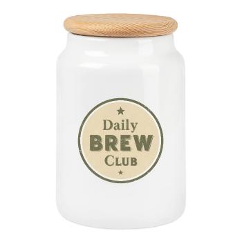 Daily Brew Club Vintage Emblem - Cookie Jar with Wooden Lid - white - Front