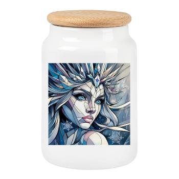 Crystal Portrait Fusion - Cookie Jar with Wooden Lid - white - Front