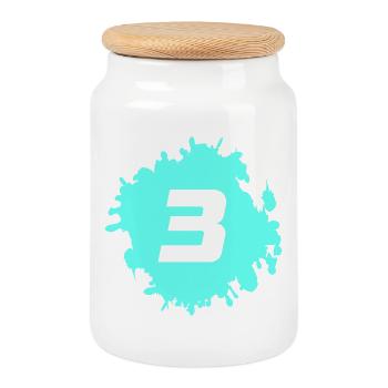 3 Neon Splashes of Color Logo - Cookie Jar with Wooden Lid - white - Front