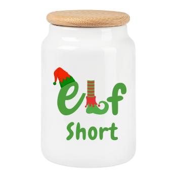 I'm Not Short I Am Elf  - Cookie Jar with Wooden Lid - white - Front