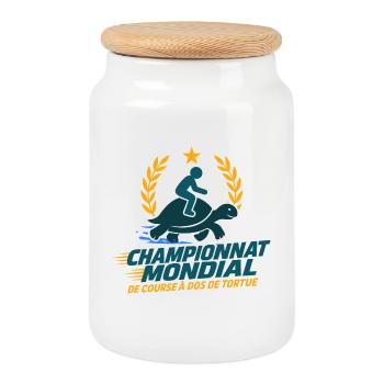 Turtle Race Championship - Cookie Jar with Wooden Lid - white - Front