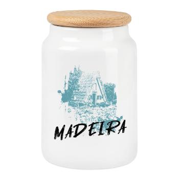 Traditionelles Haus auf der Insel Madeira in Blau - Keksdose mit Holzdeckel - Weiß - Vorne