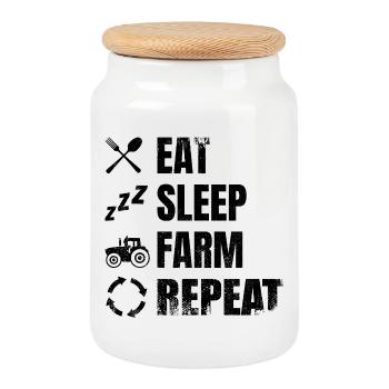 Horaire de l’agriculteur - Boîte à biscuits avec couvercle en bois - blanc - Devant