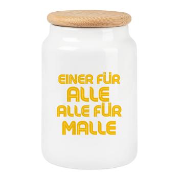 Einer für alle alle für Malle - Keksdose mit Holzdeckel - Weiß - Vorne