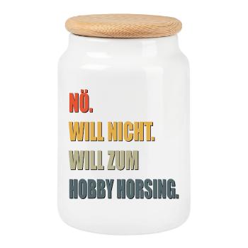 HOBBY HORSING MOTIVATION SPORT - Cookie Jar with Wooden Lid - white - Front