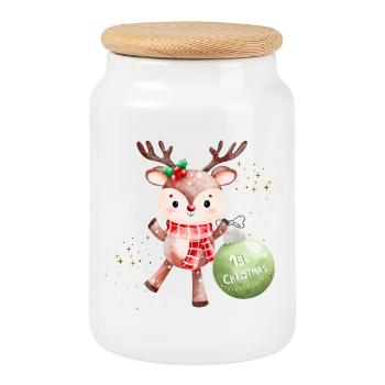 My first Christmas - Cookie Jar with Wooden Lid - white - Front