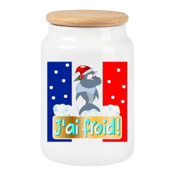 FRANCE I'M COLD SHARKS - Cookie Jar with Wooden Lid - white - Front