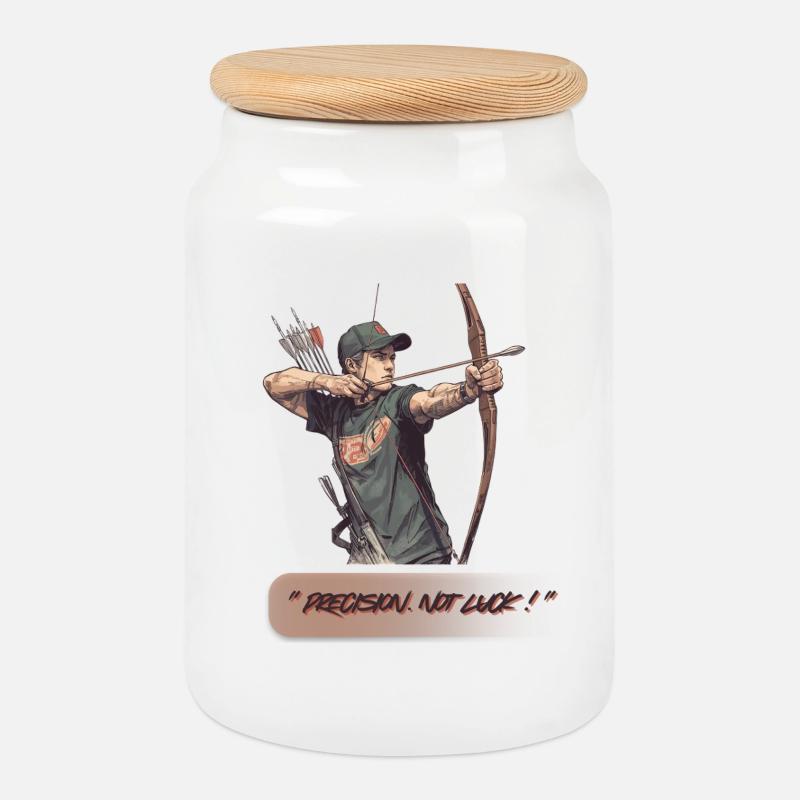 Precision instead of luck - Cookie Jar with Wooden Lid - white