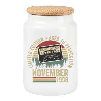 November 1996 - Cookie Jar with Wooden Lid - white - Front