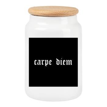 T-shirt gothique Carpe Diem - Boîte à biscuits avec couvercle en bois - blanc - Devant