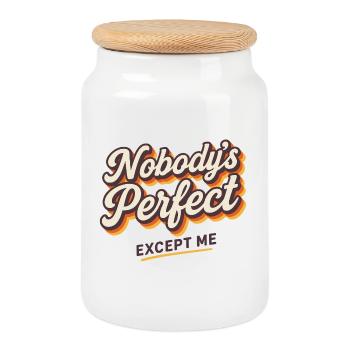 No one is perfect Except me retro style - Cookie Jar with Wooden Lid - white - Front