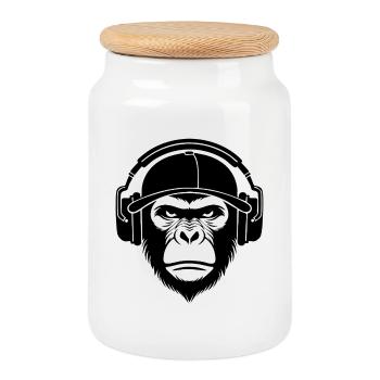 Graffiti Beat Edition Streetstyle Affenkopf Shirt - Keksdose mit Holzdeckel - Weiß - Vorne
