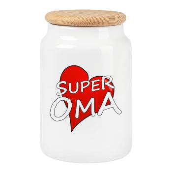SUPER OMA - Keksdose mit Holzdeckel - Weiß - Vorne