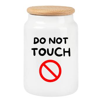 Do not touch 🚫 - Cookie Jar with Wooden Lid - white - Front