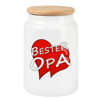 BESTER OPA - Keksdose mit Holzdeckel - Weiß - Vorne