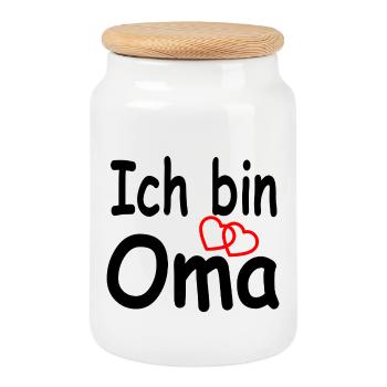 Oma - Keksdose mit Holzdeckel - Weiß - Vorne
