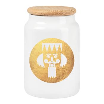 Cercle Casse-Noisette Or Noël Décoration de Noël - Boîte à biscuits avec couvercle en bois - blanc - Devant
