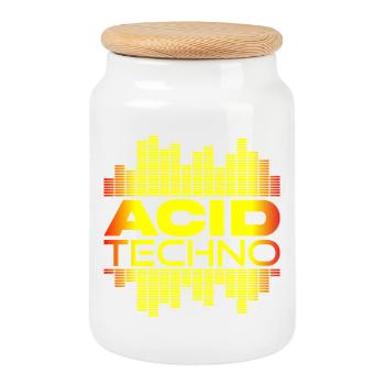 Acid Techno Pulse - Boîte à biscuits avec couvercle en bois - blanc - Devant