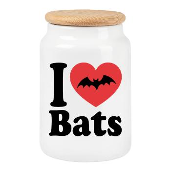 I Love Bats – Fledermaus-Liebhaber - Keksdose mit Holzdeckel - Weiß - Vorne