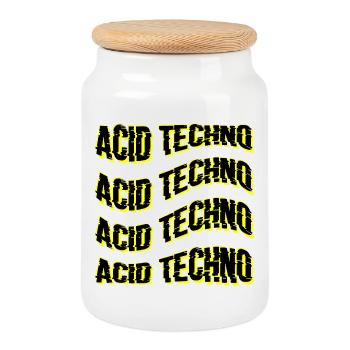 Glitch Acid Techno répète Neon - Boîte à biscuits avec couvercle en bois - blanc - Devant