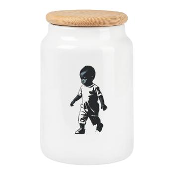 Baby - Cool Silhouette Logo - Cookie Jar with Wooden Lid - white - Front