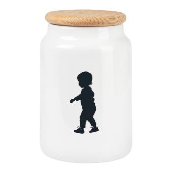 Baby - Cool Silhouette Logo - Cookie Jar with Wooden Lid - white - Front