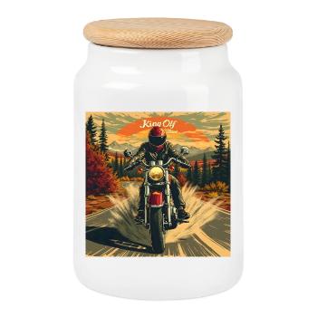 Tapisserie Roi de la Route - Boîte à biscuits avec couvercle en bois - blanc - Devant