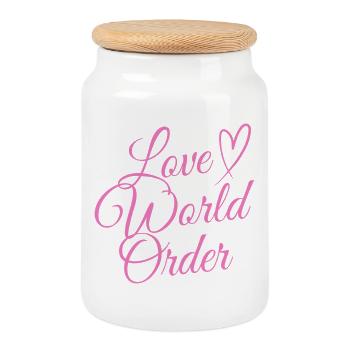 Cavalier Love World - Boîte à biscuits avec couvercle en bois - blanc - Devant