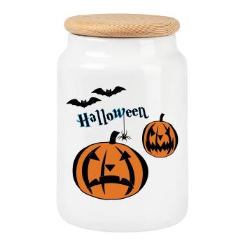 Halloween-- - Boîte à biscuits avec couvercle en bois - blanc - Devant