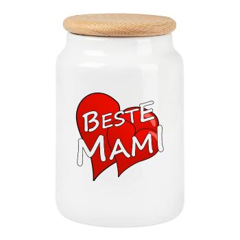 Best Mommy - Cookie Jar with Wooden Lid - white - Front